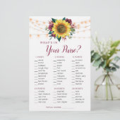 Sonnenblume Burgundy Lights Pures Brautparty Spiel (Stehend Vorderseite)