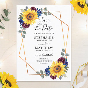 Sonnenblume Burgundy Navy Bloral Geometric Wedding Save The Date