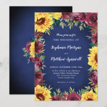 Sonnenblume Burgundy Rose Border Navy Hochzeit