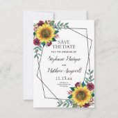 Sonnenblume Burgundy Rose Geometric Wedding Save The Date (Vorderseite)