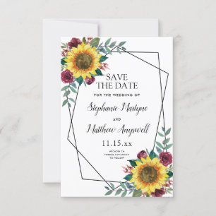 Sonnenblume Burgundy Rose Geometric Wedding Save The Date