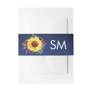 Sonnenblume Burgundy Rose Navy Blue Wedgram Einladungsbanderole