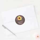 Sonnenblume Burgundy Rose Wood Wedding Runder Aufkleber (Umschlag)