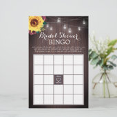 Sonnenblume Burgundy Wood Brautparty Bingo Game (Stehend Vorderseite)