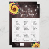 Sonnenblume Burgundy Wood Pursuit Brautparty Game (Vorne/Hinten)