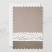 Sonnenblume Burlap & Crochet Lace Baby Dusche Einladung (Rückseite)