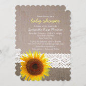 Sonnenblume Burlap & Crochet Lace Baby Dusche Einladung (Vorne/Hinten)