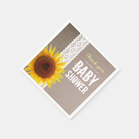 Sonnenblume Burlap & Crochet Lace Baby Dusche Serviette (Ecke)