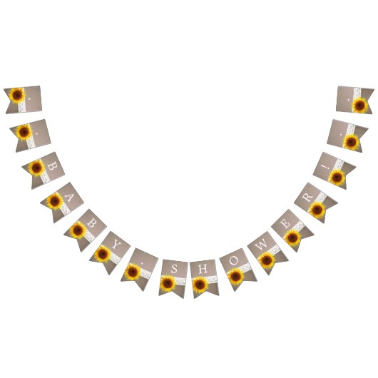 Sonnenblume Burlap & Crochet Lace Baby Dusche Wimpelkette (Alle)