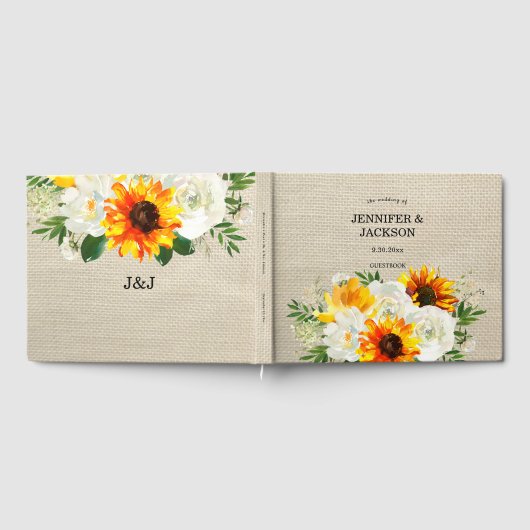 Sonnenblume - Burlap Gästebuch (Voll)