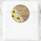 Sonnenblume Burlap Rustikales Save the Date Label Runder Aufkleber (Tasche)