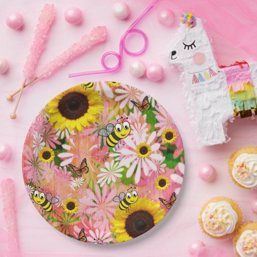 Sonnenblume Butterfly Bumblebepapier Teller (Party)