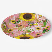 Sonnenblume Butterfly Bumblebepapier Teller (Schrägansicht)