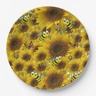 Sonnenblume Butterfly Bumblebepapier Teller