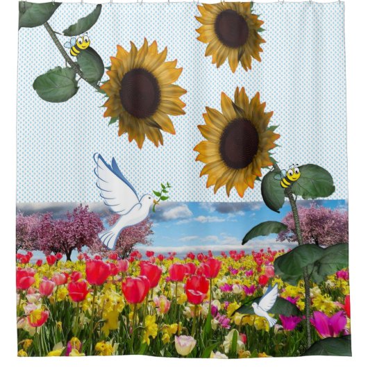 Sonnenblume Butterfly Duschvorhang (Vorderseite)