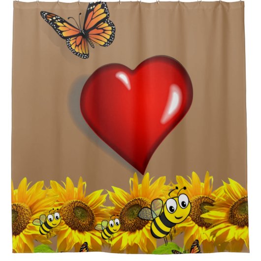 Sonnenblume Butterfly Duschvorhang (Vorderseite)