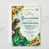 Sonnenblume Butterfly Grüne Prinzessin Quinceañera Einladung (Vorderseite)