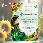 Sonnenblume Butterfly Grüne Prinzessin Quinceañera Einladung