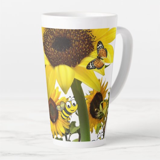 Sonnenblume Butterfly Hummel Latte Tasse (Rechte Ecke)