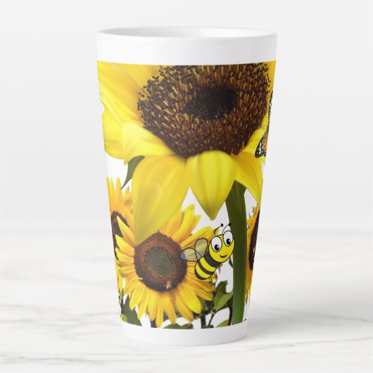 Sonnenblume Butterfly Hummel Latte Tasse (Vorderseite)