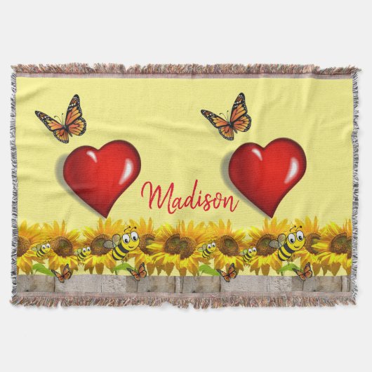 Sonnenblume Butterfly Hummelebrot Keule Blanket Decke (Vorderseite)