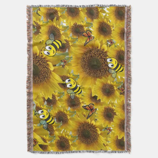 Sonnenblume Butterfly Hummelebrot Keule Blanket Decke (Vorderseite Vertikal)
