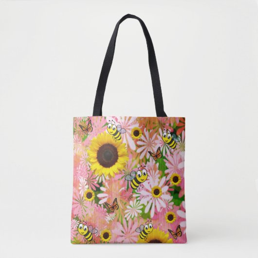 Sonnenblume Butterfly Hummeln Tote Tasche (Vorderseite)