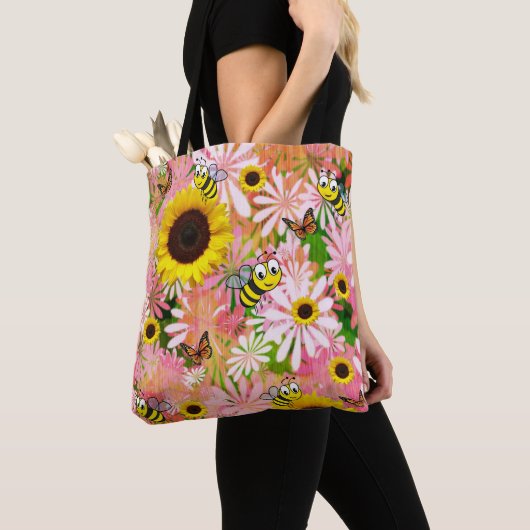 Sonnenblume Butterfly Hummeln Tote Tasche (Von Nahem)