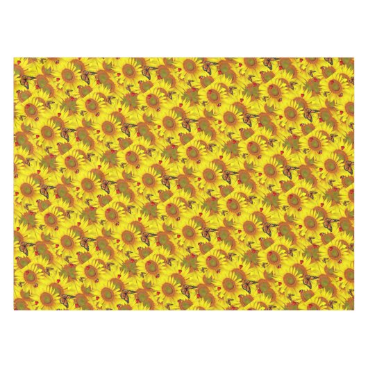 Sonnenblume Butterfly Ladybug Tableclout Tischdecke (Vorderseite (Horizontal))