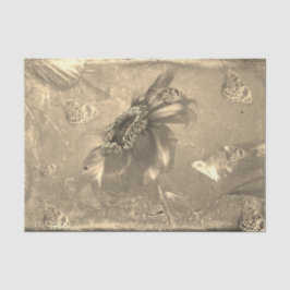 Sonnenblume Butterfly Light Sepia Vintag Negativ Seidenpapier