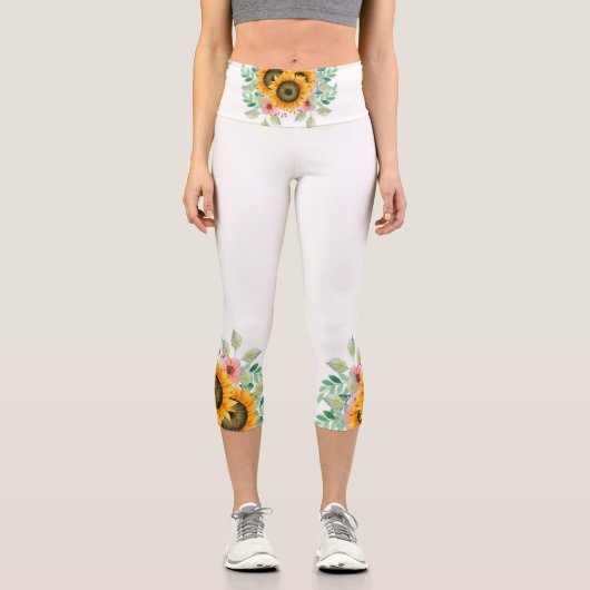 Sonnenblume Capri Leggings (Vorderseite)
