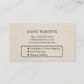 Sonnenblume-Catering u. Ereignisse, die Planung Visitenkarte (Rückseite)