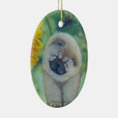 Sonnenblume-Chow-Chow Keramik Ornament (Rechts)