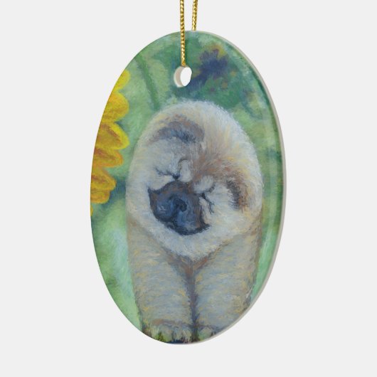 Sonnenblume-Chow-Chow Keramik Ornament (Links)