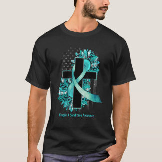 Sonnenblume Christlich Kreuz Aquamarine Band Fragi T-Shirt