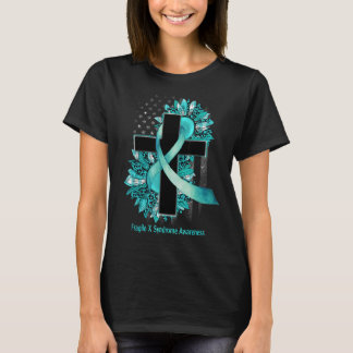 Sonnenblume Christlich Kreuz Aquamarine Band Fragi T-Shirt