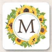 Sonnenblume Circle Monogram Getränkeuntersetzer (Vorderseite)
