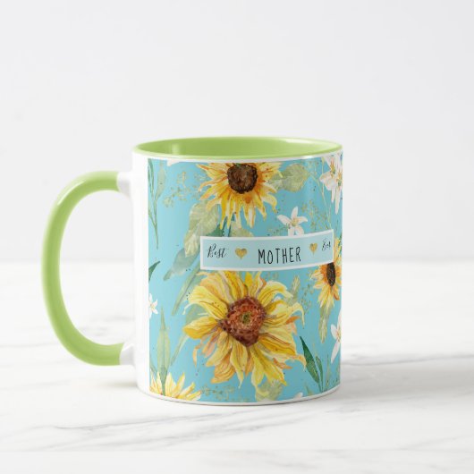 Sonnenblume Citrus Blossom Beste Mutter je Herz Tasse (Links)
