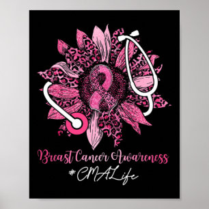 Sonnenblume CMA Lebensdauer rosa Ribbon Brustkrebs Poster