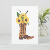 Sonnenblume Cowboy Boot Flat Card Feiertagskarte (Stehend Vorderseite)