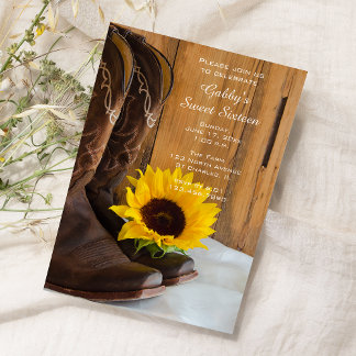 Sonnenblume Cowboy Boot Sweet 16 Barn Birthday Par Einladung