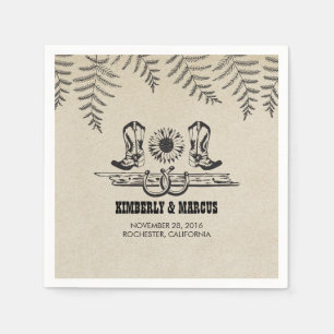 Sonnenblume Cowboy Boots Rustikale Hochzeit Serviette