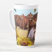 Sonnenblume Cowboy Horse Latte Tasse (Linke Ecke)