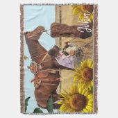 Sonnenblume Cowboy Horse Throw Blanket Decke (Vorderseite Vertikal)
