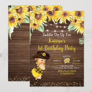 Sonnenblume Cowgirl rustic Blonde Girl Baby Dusche Einladung