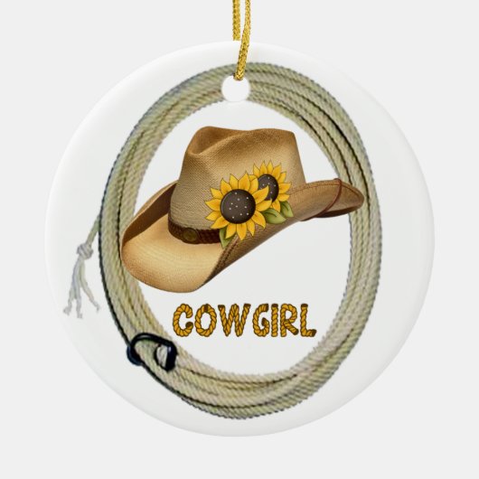 Sonnenblume-Cowgirl-Verzierung Keramikornament (Vorne)
