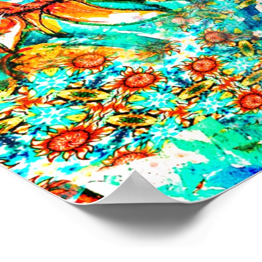 Sonnenblume Craze farbenfrohe Sommermuster Poster (Ecke)
