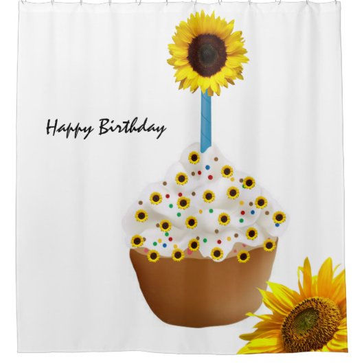Sonnenblume Cupcake Duschvorhang (Vorderseite)
