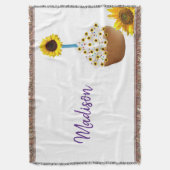 Sonnenblume Cupcake Throw Blanket Decke (Vorderseite Vertikal)
