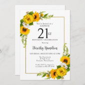 Sonnenblume Daisy 21. Geburtstag Überraschung Part Einladung (Vorne/Hinten)